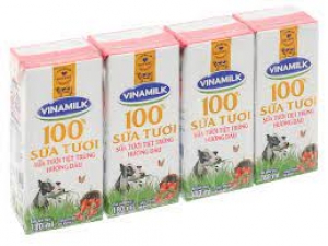 Sữa tươi có đườngVinamilk hương dâu 180ml lốc 4